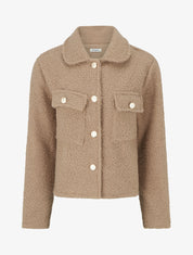 Abrigo corto efecto lana rizada - Topo