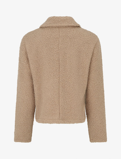 Abrigo corto efecto lana rizada - Topo