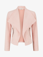 Veste en suédine à poches décoratives zippées - Rose - 1
