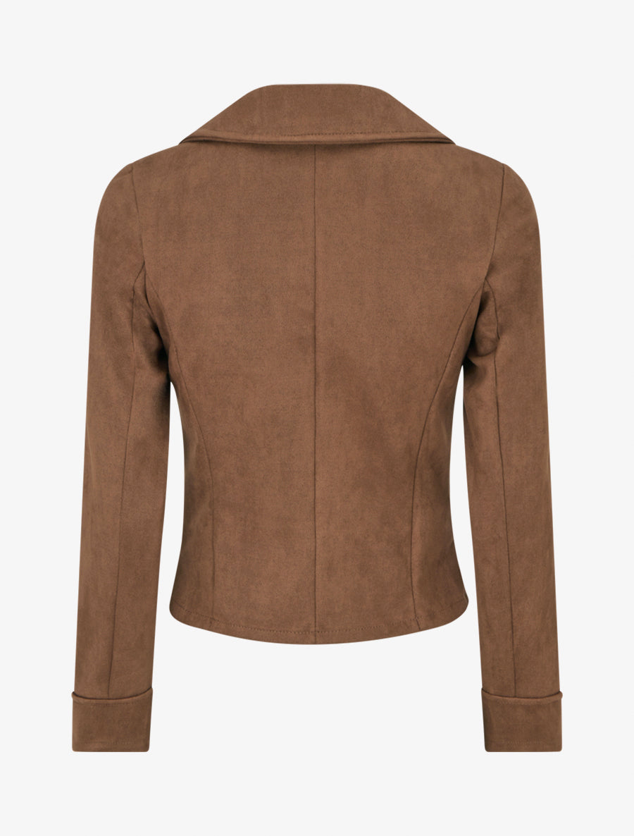 Chaqueta de gamuza con cierre de cremallera - Marrón