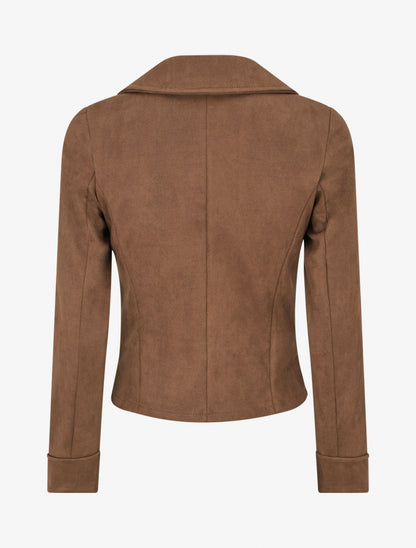 Chaqueta de gamuza con cierre de cremallera - Marrón