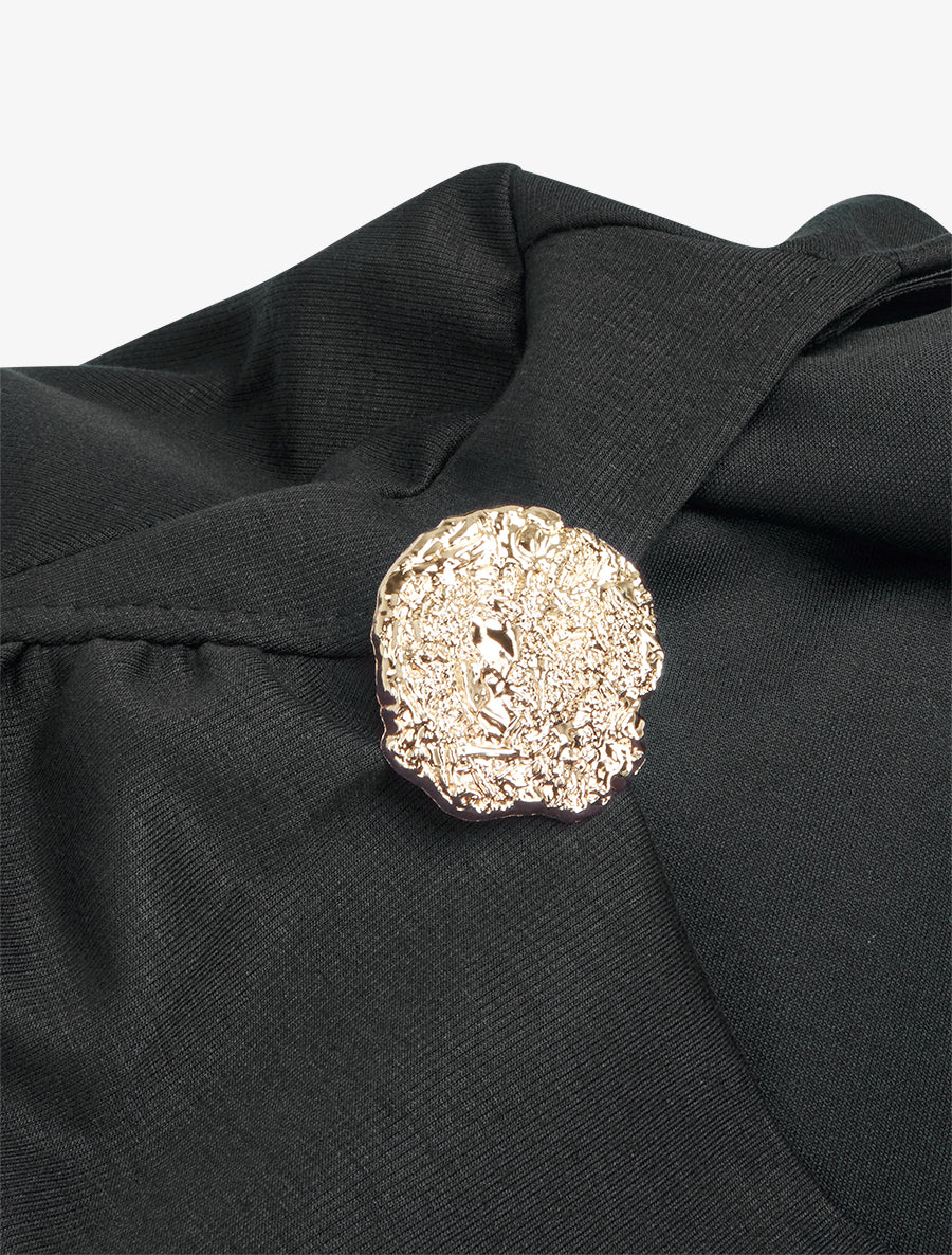 Robe droite à col bateau bijou - Noir - 3