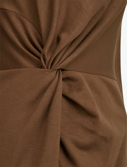 Robe droite effet torsadé à manches longues - Marron - 3