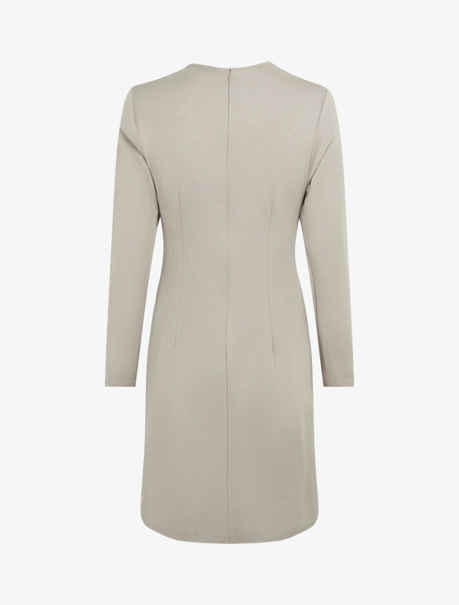 Robe droite effet torsadé à manches longues - Taupe clair - 2