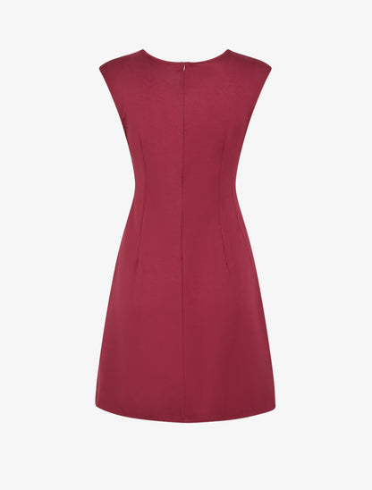 Robe sans manches évasée à lien et boucle - Bordeaux - 2