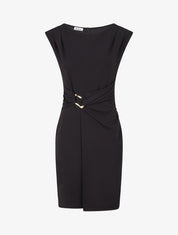 Robe droite unie à empiècement métallique - Noir - 1