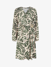 Robe élastiquée à imprimé fantaisie - Kaki - 1