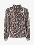 Blouse en voile imprimé léopard - Marron - 1