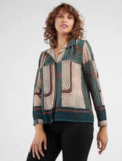 Blusa fluida con estampado gráfico - Verde abeto