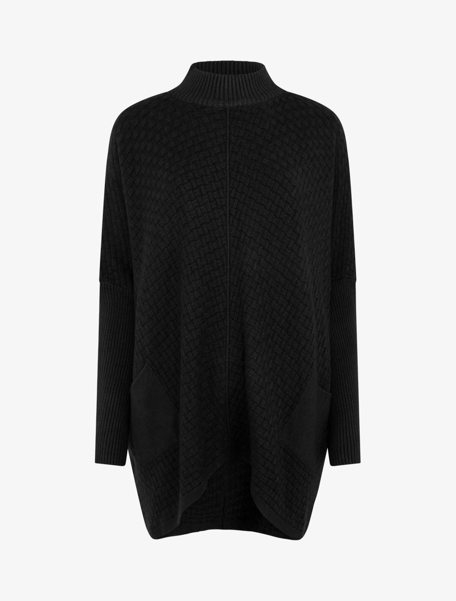 Poncho asymétrique à col montant - Noir - 1