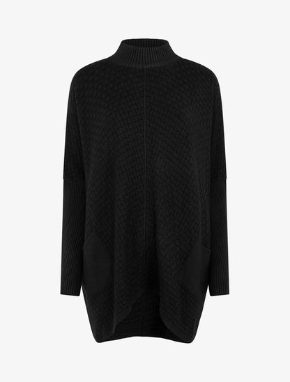 Poncho asymétrique à col montant - Noir - 1