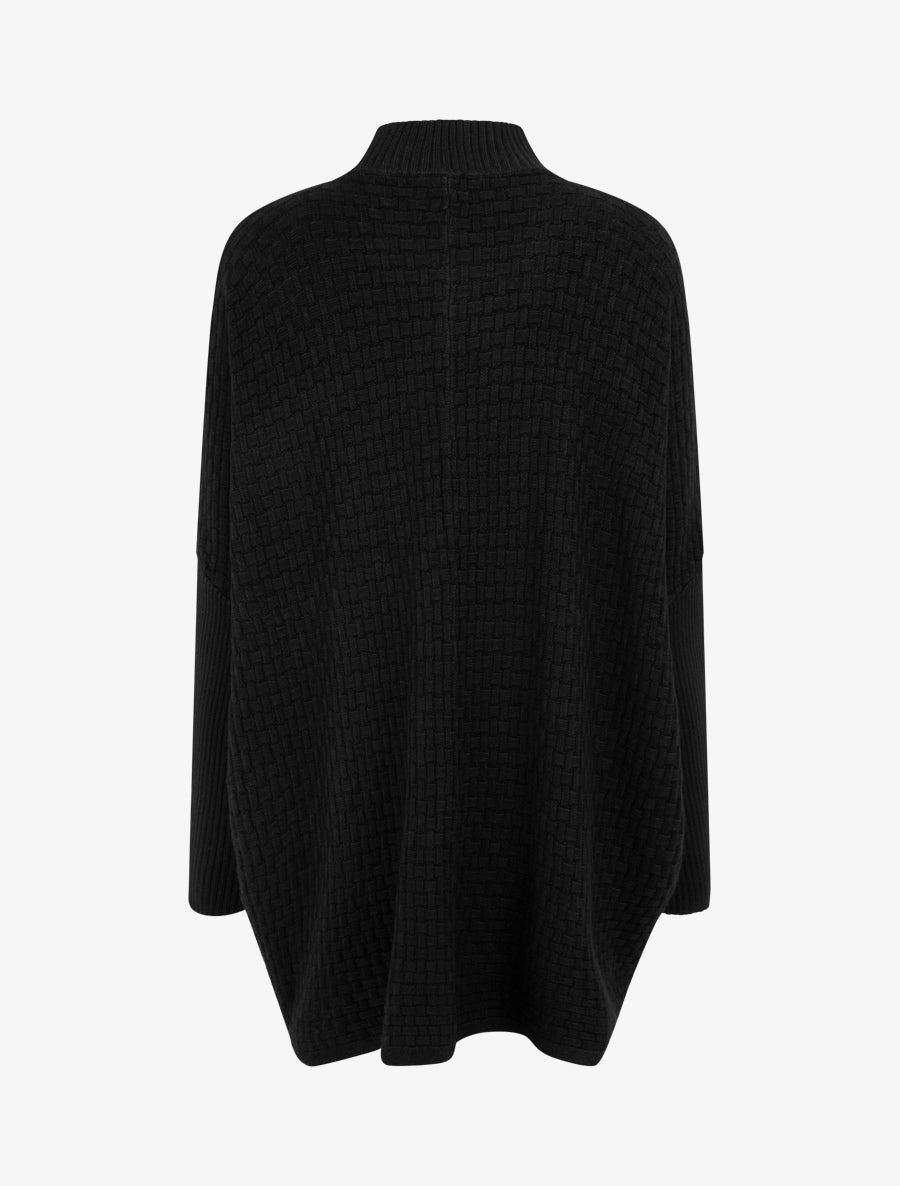 Poncho asymétrique à col montant - Noir - 2