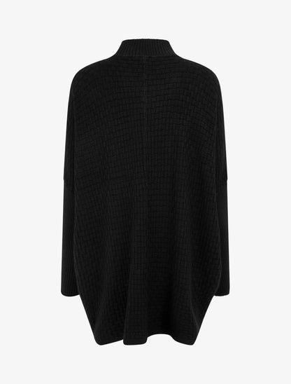 Poncho asymétrique à col montant - Noir - 2