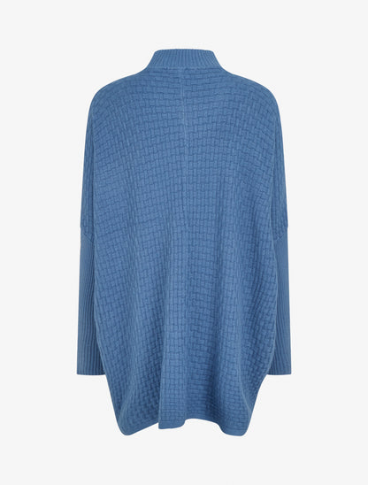 Poncho asymétrique à col montant - Bleu - 2