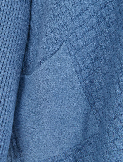 Poncho asymétrique à col montant - Bleu - 3