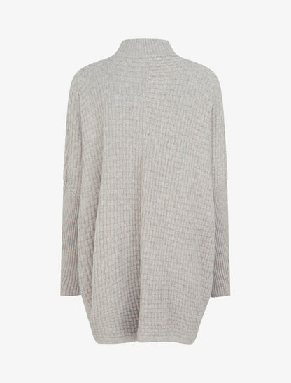 Poncho asymétrique à col montant - Taupe - 2