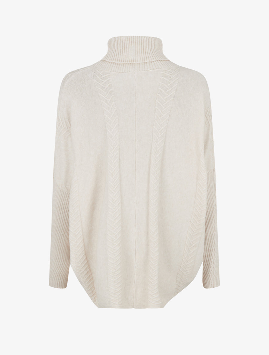 Poncho asymétrique à col roulé - Écru - 2