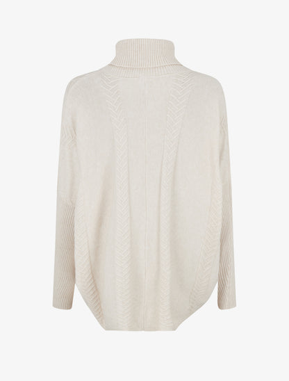 Poncho asymétrique à col roulé - Écru - 2