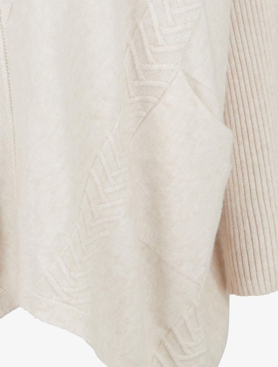 Poncho asymétrique à col roulé - Écru - 3