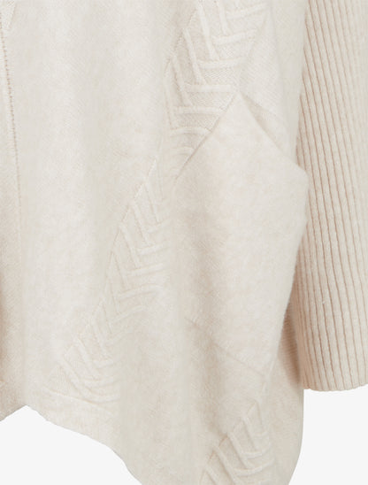 Poncho asymétrique à col roulé - Écru - 3