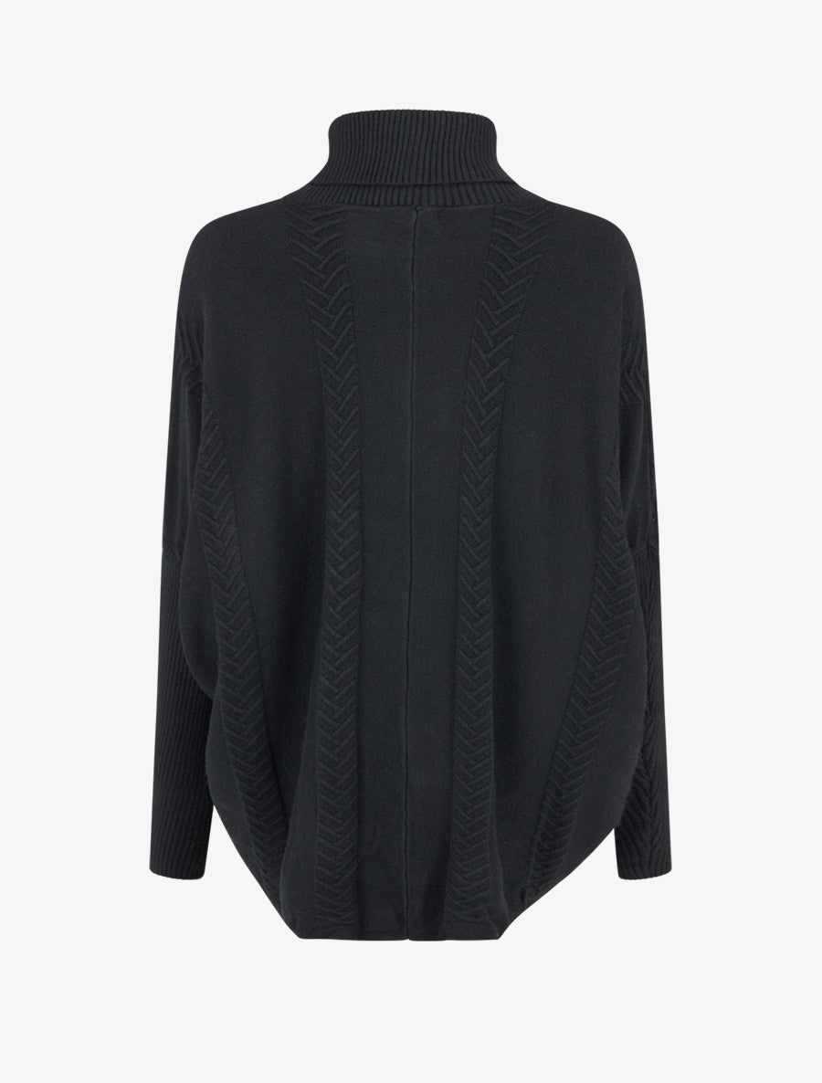 Poncho asymétrique à col roulé - Noir - 2