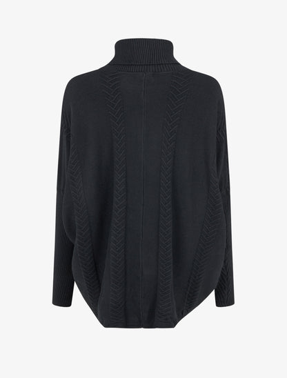 Poncho asymétrique à col roulé - Noir - 2