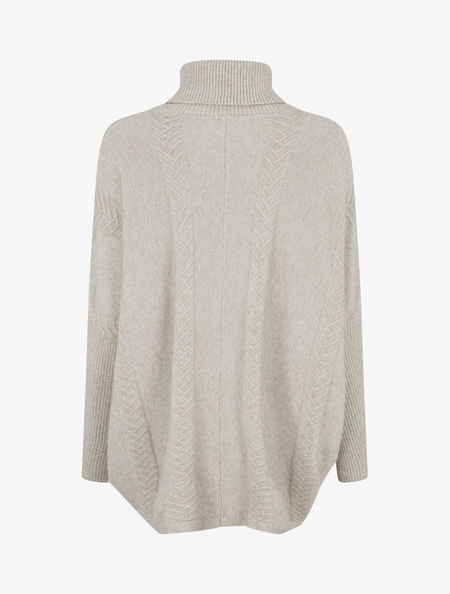 Poncho asymétrique à col roulé - Taupe clair - 2