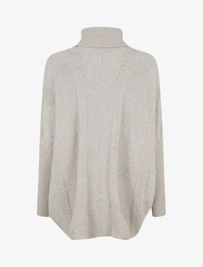 Poncho asymétrique à col roulé - Taupe clair - 2