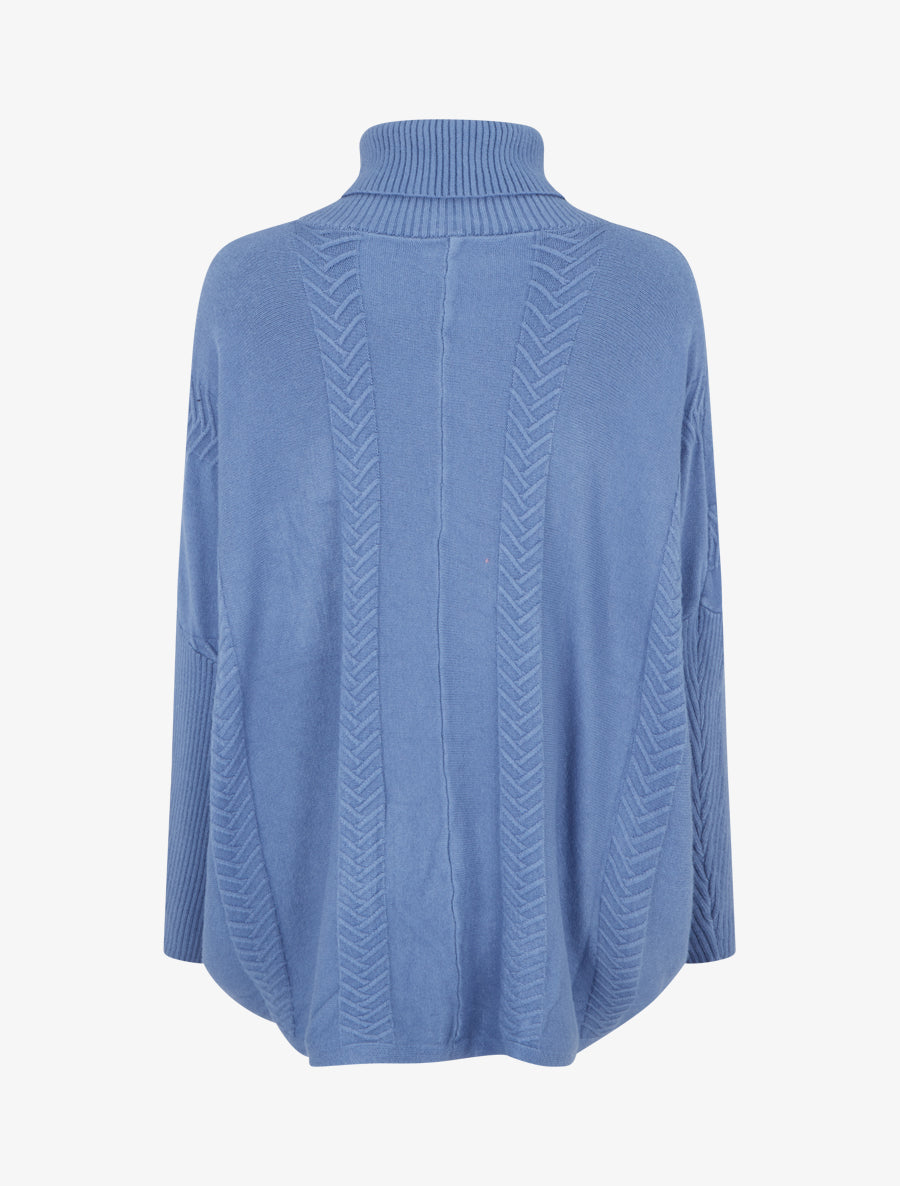 Poncho asymétrique à col roulé - Bleu - 2