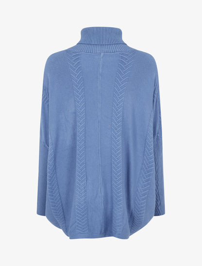 Poncho asymétrique à col roulé - Bleu - 2