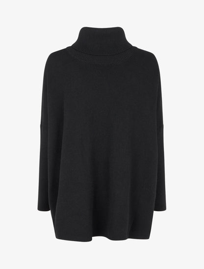 Poncho uni à col roulé - Noir - 2