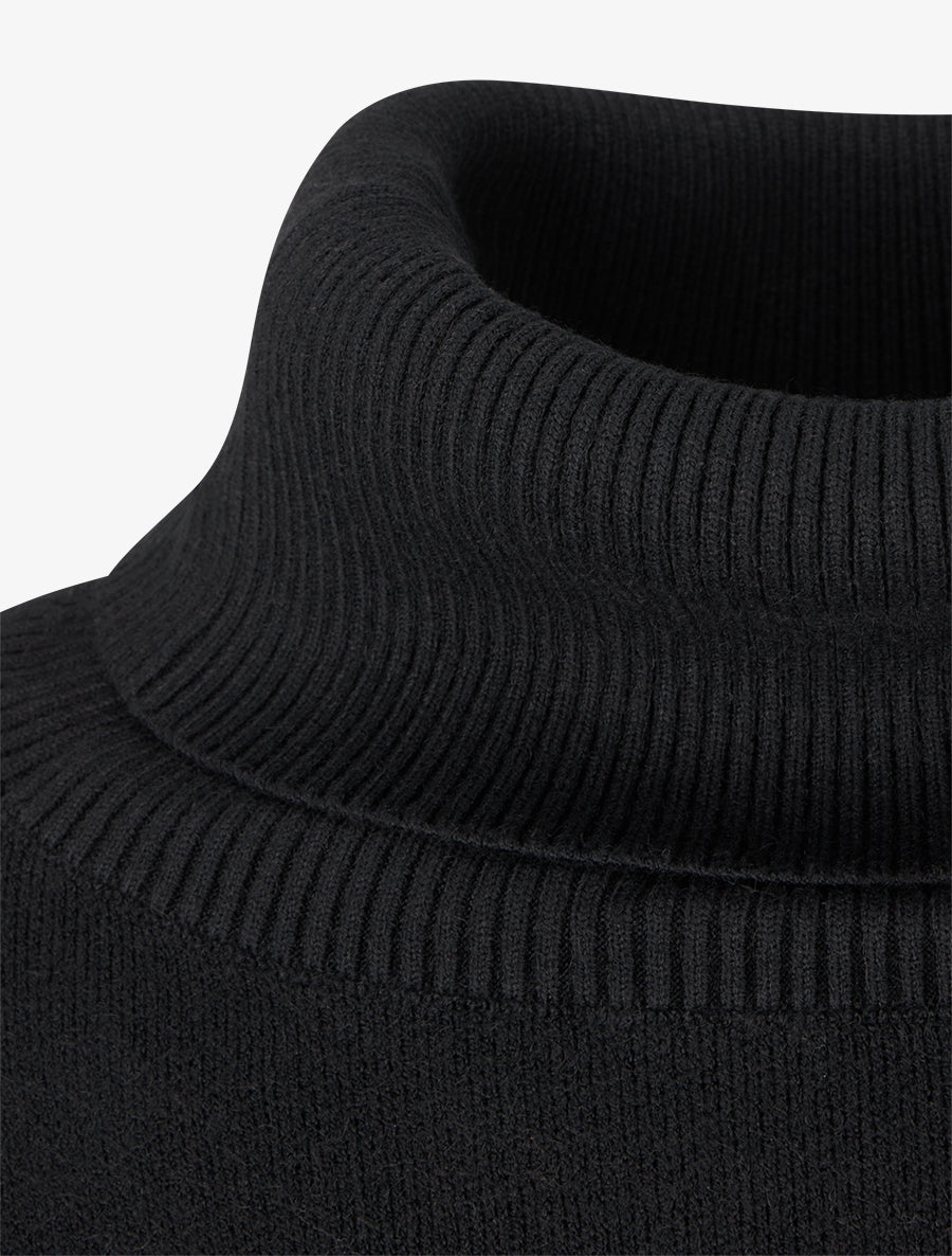 Poncho uni à col roulé - Noir - 3