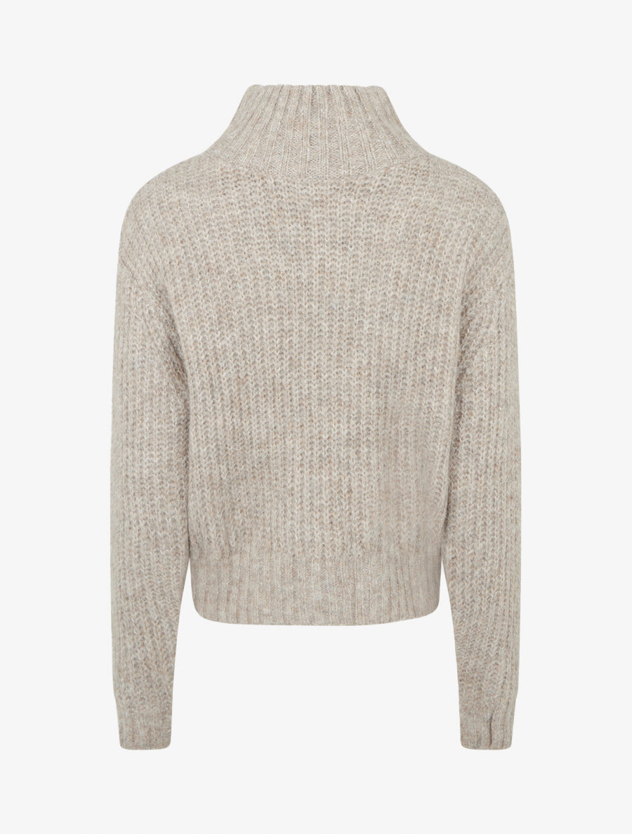 Pull duveteux en maille irisée - Taupe clair - 2