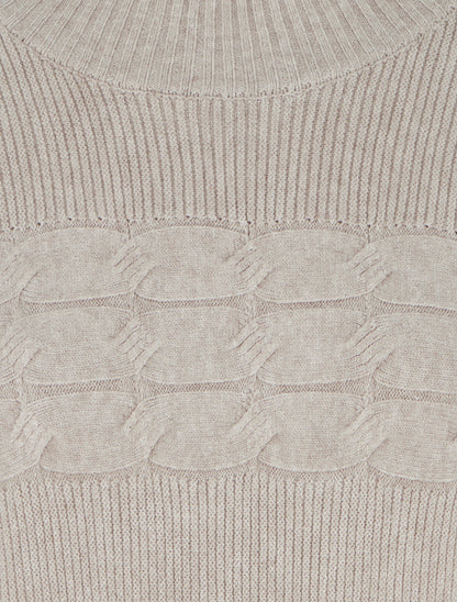 Pull ajusté à col montant et liens aux poignets - Taupe clair - 3