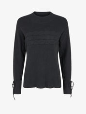 Pull ajusté à col montant et liens aux poignets - Noir - 1