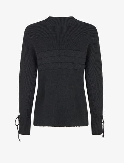 Pull ajusté à col montant et liens aux poignets - Noir - 2