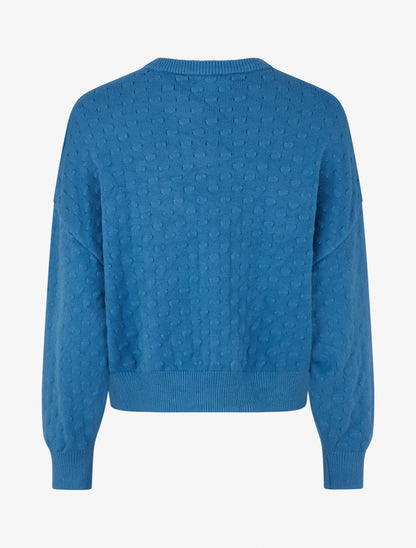Pull court et ample en maille texturée - Bleu charrette - 2