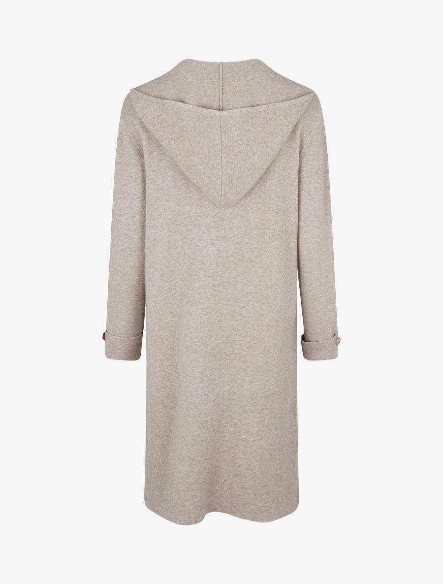 Gilet droit long à capuche - Taupe clair - 2