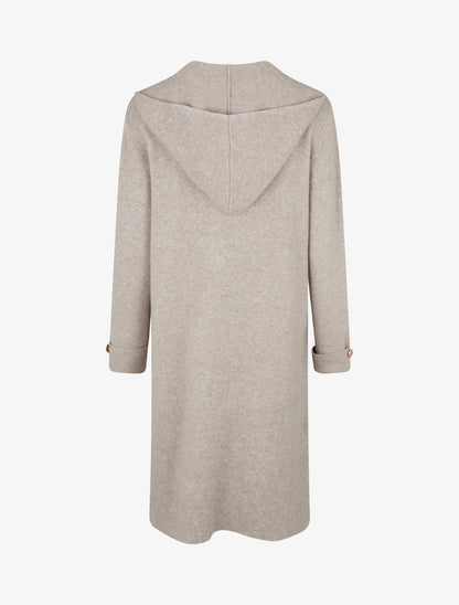 Gilet droit long à capuche - Taupe clair - 2