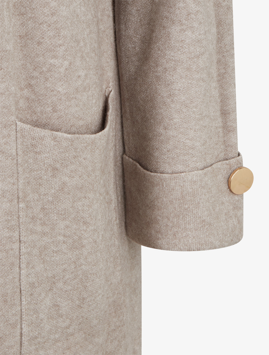 Gilet droit long à capuche - Taupe clair - 3