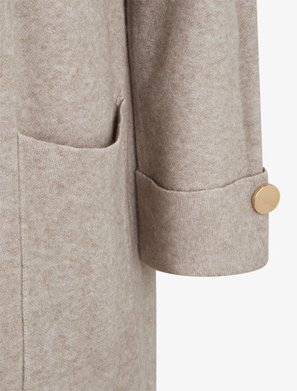 Gilet droit long à capuche - Taupe clair - 3