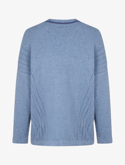 Pull coupe carrée à col V - Bleu - 2