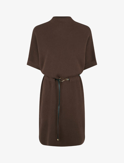 Robe pull droite à manches courtes - Marron - 1