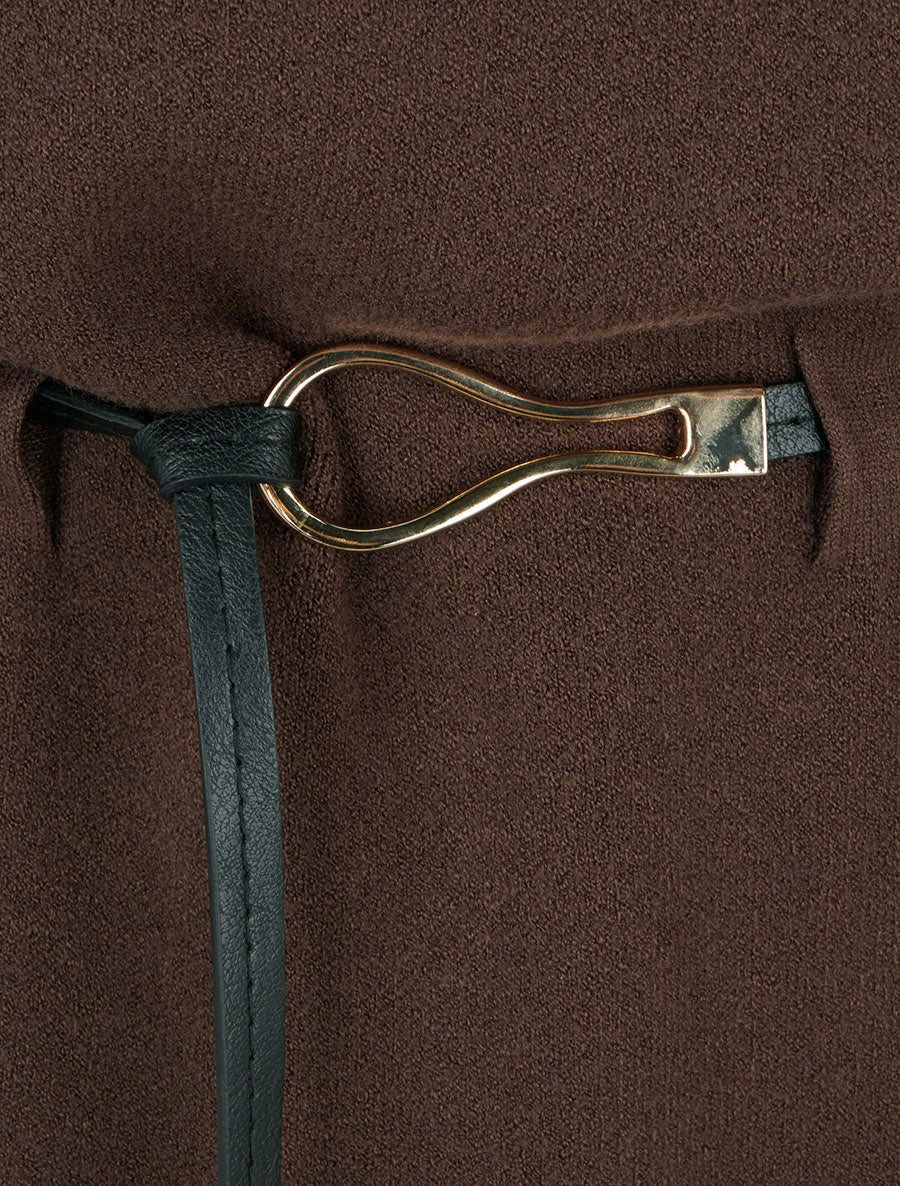 Robe pull droite à manches courtes - Marron - 3