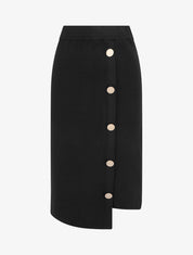 Jupe unie en maille asymétrique - Noir - 1