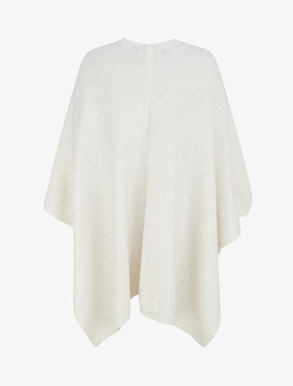 Poncho long uni à sequins - Blanc - 2