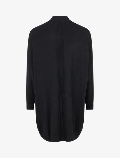 Gilet long ample à manches chauve-souris - Noir - 2