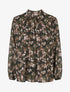 Blouse fluide imprimé feuilles à liens - Kaki - 1