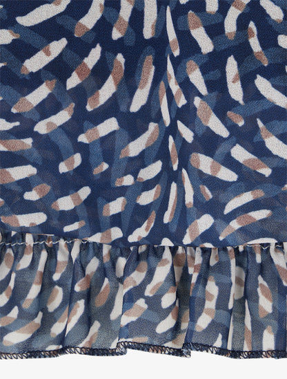 Blouse imprimé fantaisie coupe boule - Marine - 3