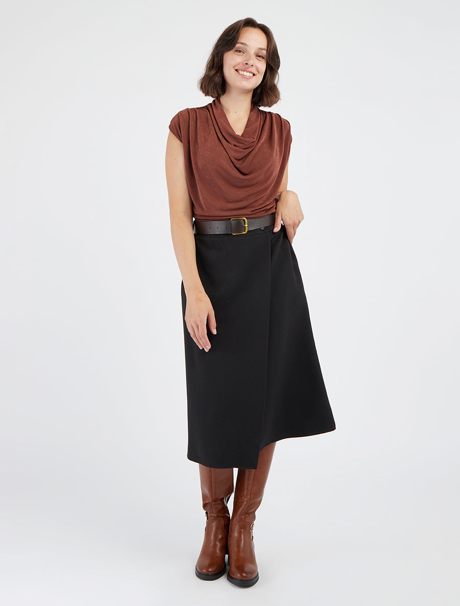 Falda midi estilo pareo - Negro